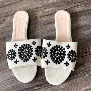 JCrew embroidered slide sandals